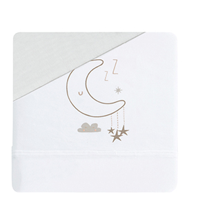 Jogo lençois 3 Peças Algodão Pirulos MiniBerço Lua Branco/Lino 50 x 80 cm