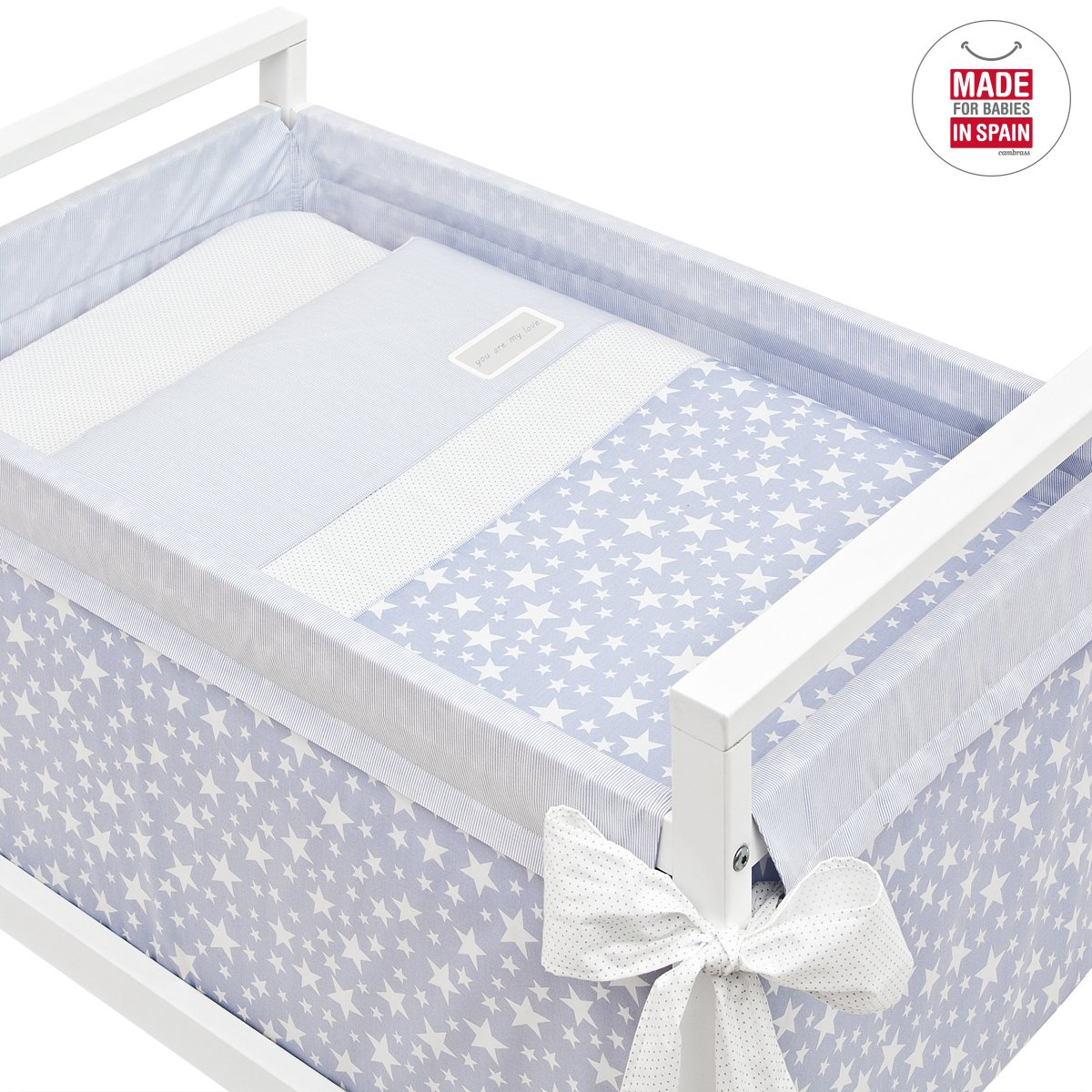 Mini Berço quadrado Star Azul Celeste 55x88x72 Cm - Image 2