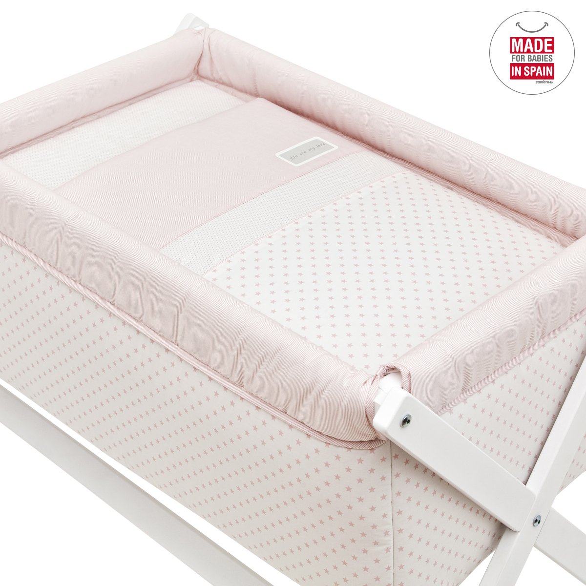 Mini Berço Tesoura Madeira Star Rosa 55x87x74 - 35050 - Image 2
