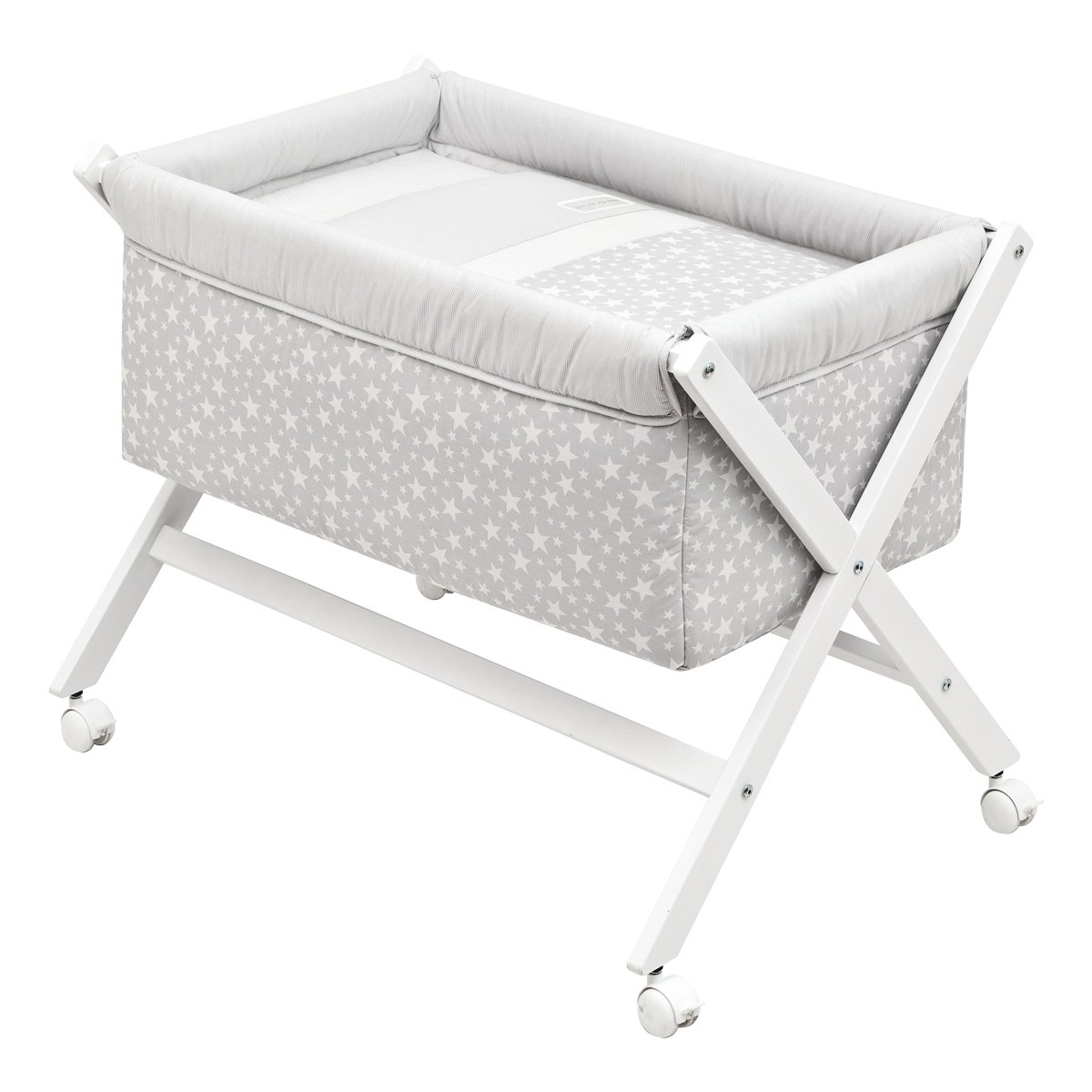 Mini Berço Tesoura Madeira Star Cinza 55x87x74 Cm