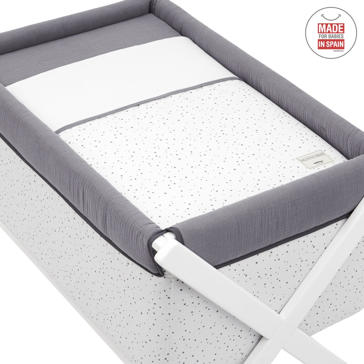 Mini Berço Tesoura Madeira Astra Cinza 55x87x74 Cm - Image 2