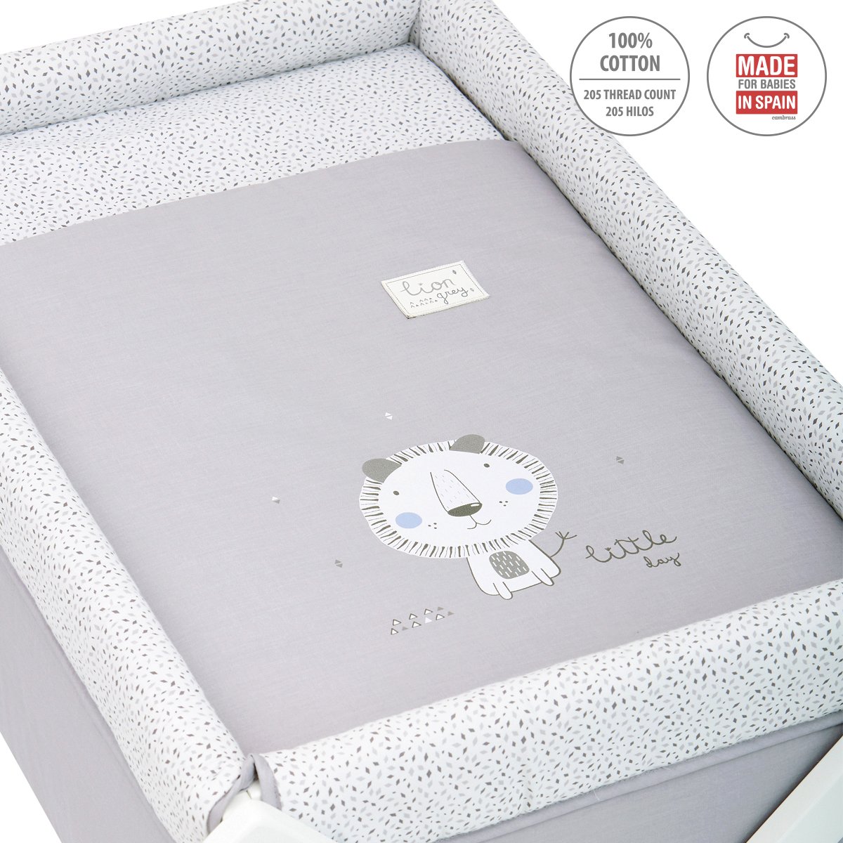 Mini Berço Tesoura Madeira Be Lion Cinza/Branco 55x87x74 - 44050 - Image 2