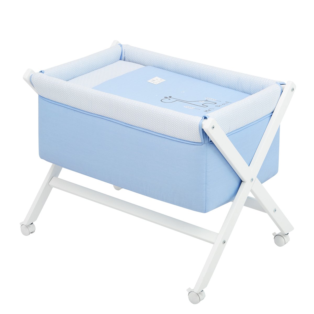 Mini Berço Tesoura Madeira Be Giraffe Azul/Branco 55x87x74 - 44087