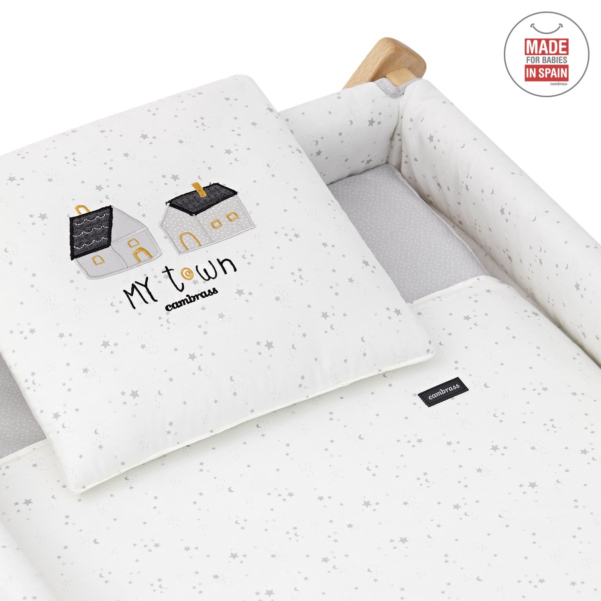 Mini Berço Tesoura Madeira Sky Cinza/Natural 55x87x74 Cm - Image 3