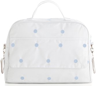 Bolso laminado pu+ Trocador Romantic Branco e Azul