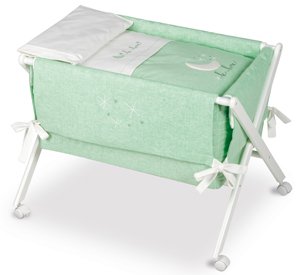 Miniberço Dobrável Tesoura LinhoLa Lune Branco e Pistacho