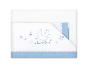 Triptico fran.Algodão para Miniberço A Dormir Branco e Azul