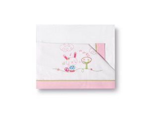 Jogo lençois 3 Peças Algodão para Alcofa Picnic Branco Rosa