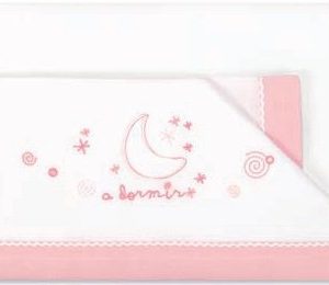 Jogo lençois 3 Peças Algodão para Berço A Dormir Branco Rosa