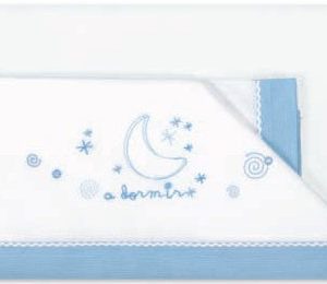 Jogo lençois 3 Peças Algodão para Berço A Dormir Branco e Azul