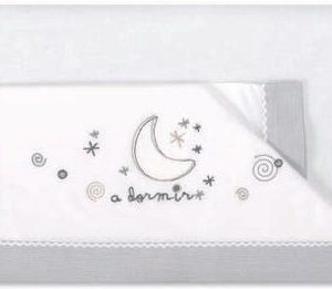Jogo lençois 3 Peças Algodão para Miniberço A Dormir Branco e Gris