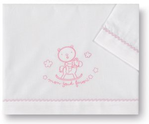 Jogo lençois 3 Peças Algodão para Miniberço Juguete Branco Rosa