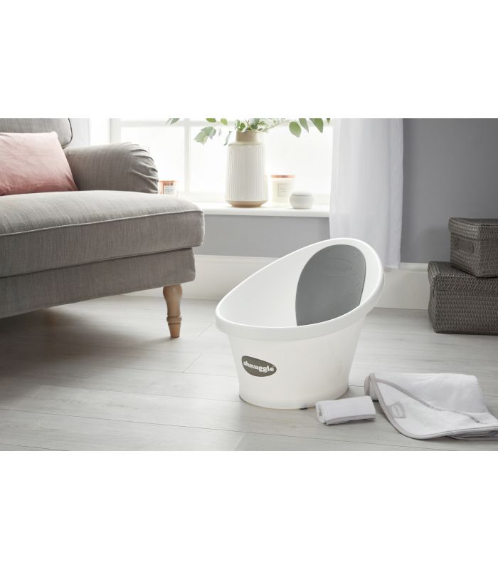 Bañera Shnuggle Branca com Respaldo Cinza Estrela
