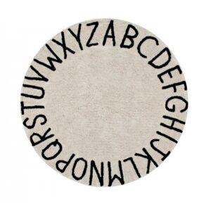 Tapete Lavavel Round ABC de Lorena Canals - Natural Black